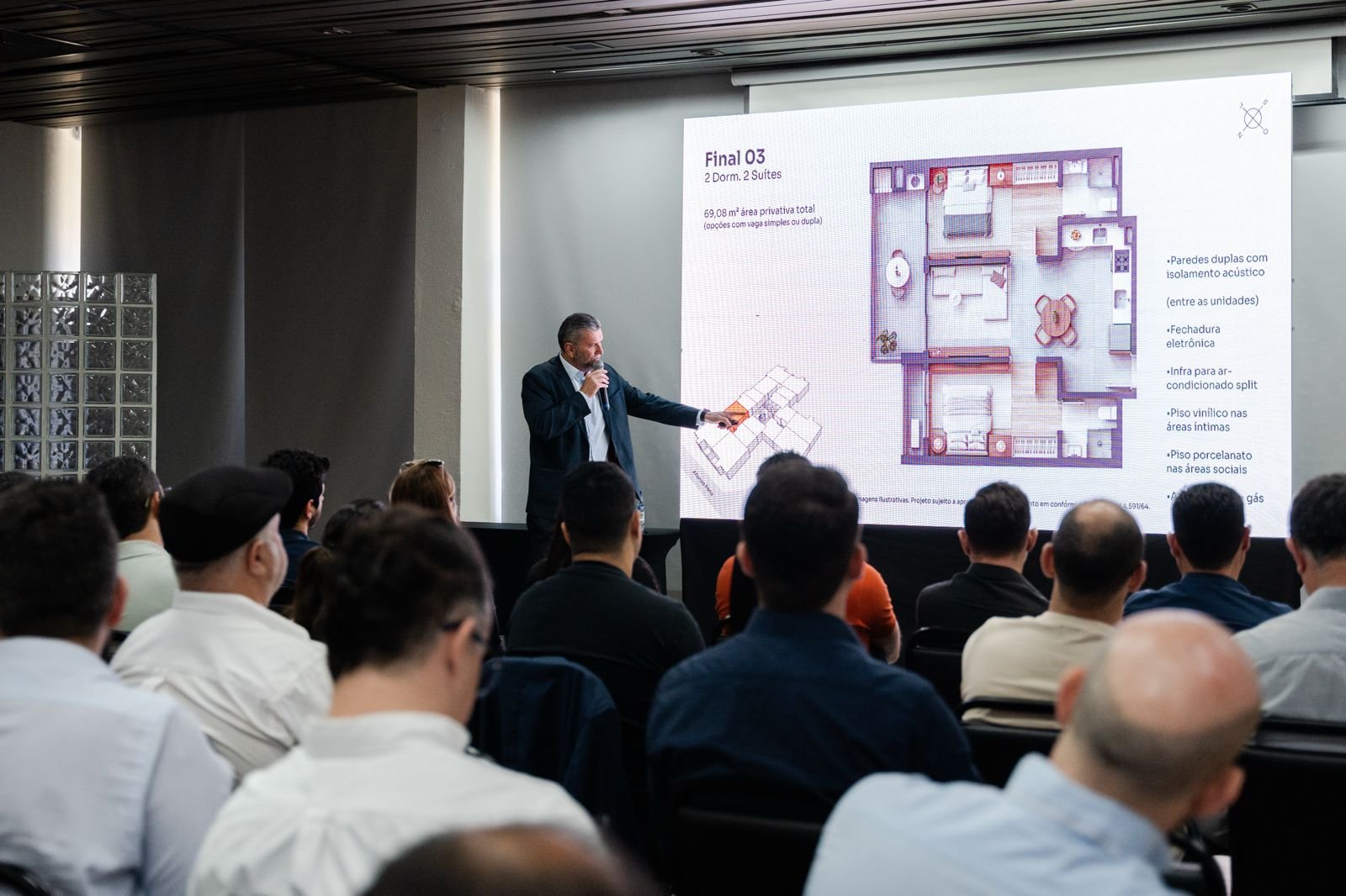 Marco Alberton, diretor técnico da Cota Empreendimentos, em evento do Cota 365