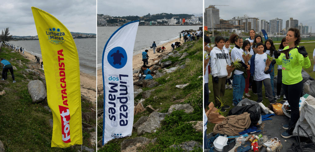 Acao de limpeza com apoio do Fort Atacadista na Beira Mar de Sao Jose reuniu 111 voluntarios e retirou 440 kg de residuos da orla