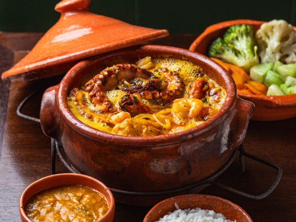Dia dos Pais Raizes. Foto Linda Laranja Moqueca e um dos pratos com frutos do mar que aquecem no inverno