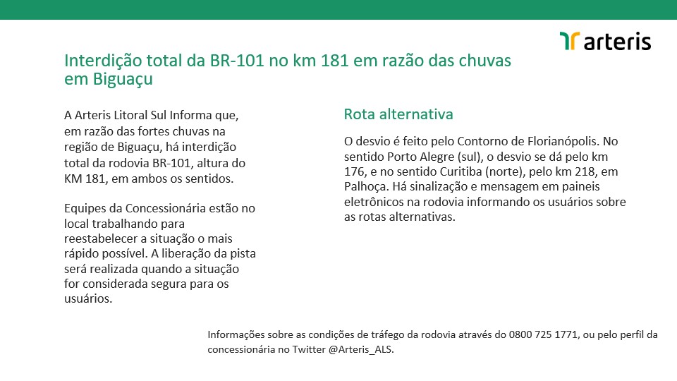 Interdição Preventiva no Morro dos Cavalos (BR 101) a Partir das 11h de Hoje (17)