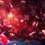 um fundo vermelho e preto com cartas de jogo voando no ar brilhando com efeitos de luz rosa 1175634 10489
