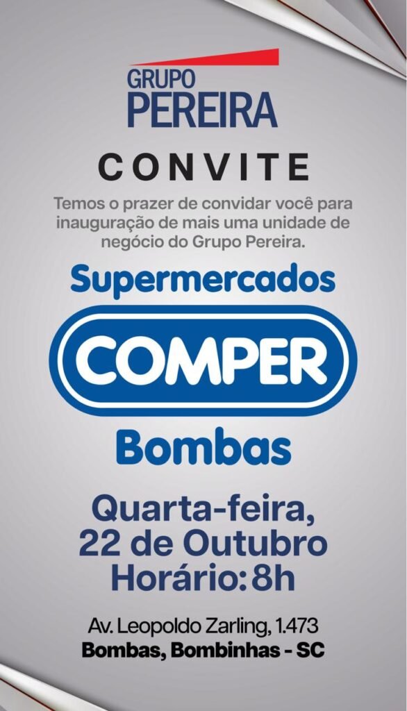 Grupo Pereira inaugura mais uma loja da rede Comper em Bombinhas nesta quarta-feira (22) 2 Convite Inauguracao Comper Bombas em Bombinhas dia 22 de outubro